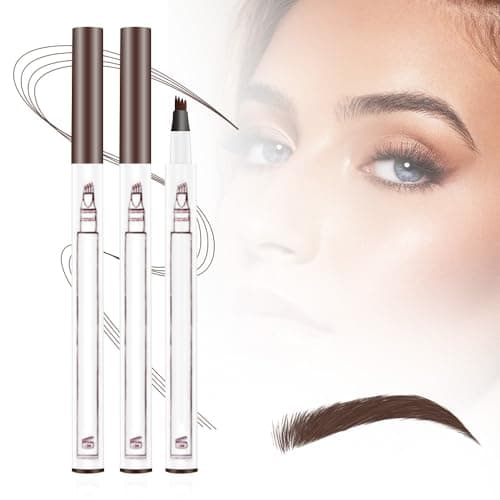 2 Pcs 3D Waterproof Magic Eyebrow Pencil, 2025 New Eyebrow Microblading Pen, 4 Tipped Precise Brow Pen, Long-Lasting Fine Stroke Microblade Eyebrow Pencil for Makeup Last All Day (Light Brown) - Image 1