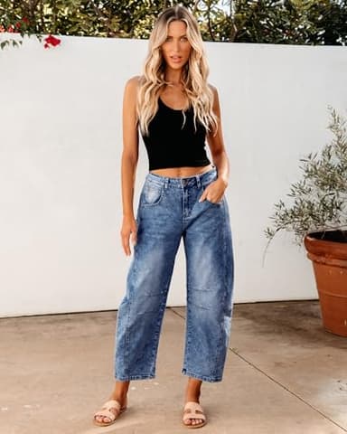 GRAPENT Stretchy Jeans for Women Womans Jeans Cute Summer Casual Denim Pants Woman Baggy Jean Pants for Women High Waisted Trendy for Summer Spring Fall Winter Color Midnight Blue Small Size 4 Size 6 - Image 3