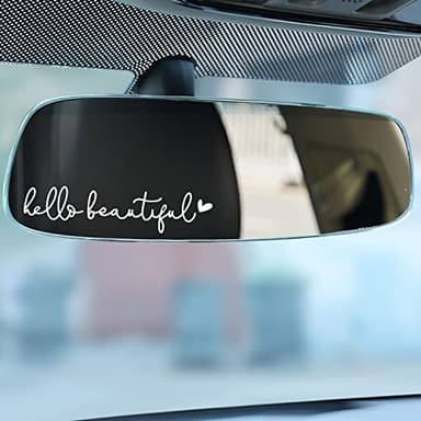 3 x Hello Beautiful Rearview Mirror Decal, Vanity Mirror Stickers, Rear View Mirror Vinyl Decor, Car Accessories Gifts, Car Decor for Women, Car Window Decal, Self Affirmations Stickers - Image 4