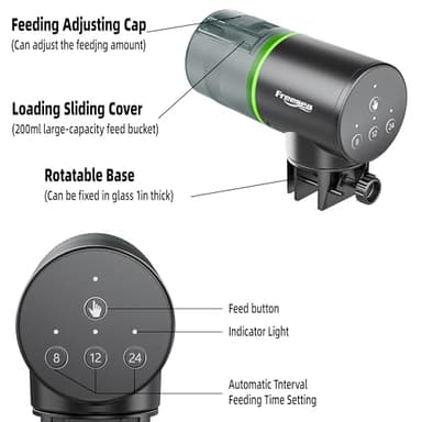 FREESEA Automatic Fish Feeder for Aquarium: Auto Fish Food Dispenser with Timer for Small Tank Betta Turtle - Battery Vacation Self Feeding for Flakes - Image 9