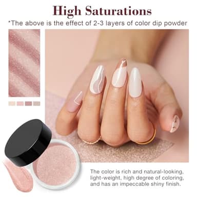 AZUREBEAUTY Dip Powder Nail Kit Starter, All Season Nude Skin Glitter 4 Colors Dipping Powder Liquid Set Recycling Tray with Base & Top Coat Activator for French Nail Art Manicure Salon DIY at Home. - Image 5