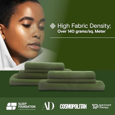 DOZ Sheet Set, 100% Viscose derived from Bamboo, Organically Grown, Buttery Soft, Cooling Sheets, High GSM, Deep Pockets - 4 Piece - 2 Pillowcases 1 Fitted 1 Top Sheet (Forest, Queen) - Image 5