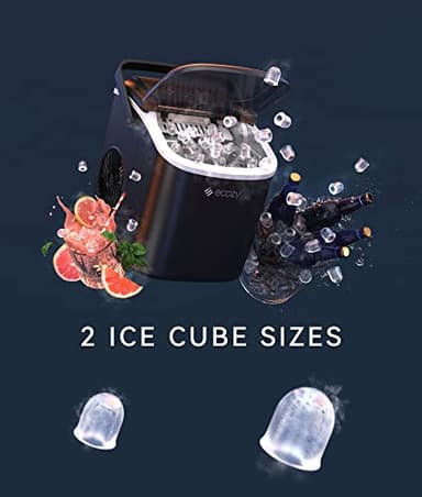 ecozy Portable Countertop Ice Maker - 9 Ice Cubes in 6 Minutes, 26 lbs Daily Output, Self-Cleaning with Ice Bags, Scoop, and Basket for Kitchen, Office, Bar, Party - Black - Image 4