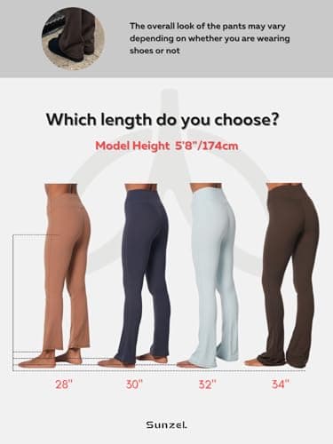 Sunzel High Waist Mini Flared Leggings for Women, Tummy Control Casual Flare Yoga Pants for Yoga Workout Gym 34" Ash Blue X-Small - Image 3