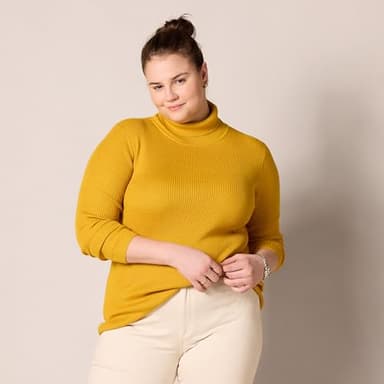 Amazon Essentials Women's Slim-Fit Lightweight Long-Sleeve Turtleneck Sweater, Gold, Small - Image 6