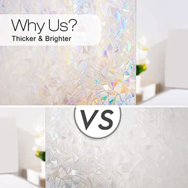 rabbitgoo Window Privacy Film Rainbow Film Decorative Window Sticker, 3D Static Stained Glass Cling Tint for Home Heat Control Non-Adhesive, 17.5 x 78.7 inches - Image 5