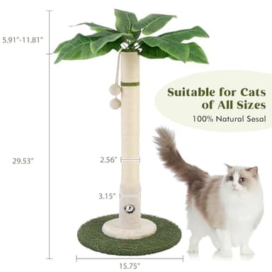 35" Tall Cat Scratching Post Furniture Scratching Deterrent for Indoor Cats, Hanging Ball with Sturdy Large Scratch Pole Premium Sisal Rope Scratch Posts Kitten and Adult Cats - Image 6