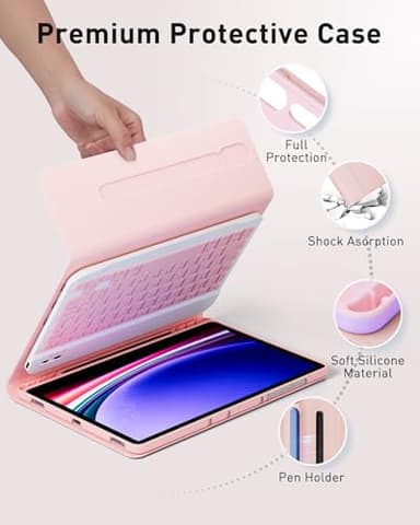 TUNKARMOR Case Keyboard for Samsung Galaxy Tab S10+ Plus / S9 FE+ Plus / S9+ Plus / S8+ Plus / S7 FE / S7+ Plus 12.4inch - Mouse and Magnetic Keyboard, Slim Case with S Pen Holder - Image 7