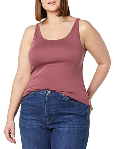 Amazon Essentials Women's Slim-Fit Thin Strap Tank Top, Pack of 2, Black/Plum, XX-Large - Image 3