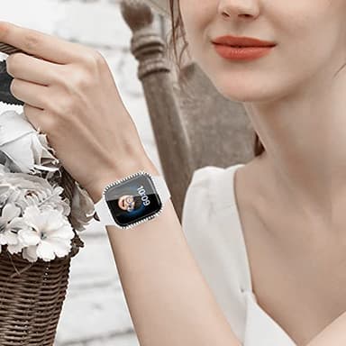 4 Pack Bling Case for Apple Watch Series 9/8/7 41mm, Glitter Rhinestone Diamonds Protective Case with Tempered Glass Screen Protector Cover for iWatch Series 9/Series 8/Series 7 41mm Women - Image 6