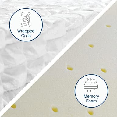 Vibe Quilted Hybrid Mattress, 12-Inch Innerspring and Pillow Top Gel Memory Foam Mattress, Fiberglass Free, CertiPUR-US Certified Bed in a Box, Full, White - Image 8