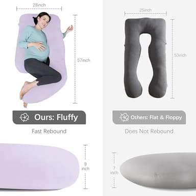 MOON PARK Pregnancy Pillows for Sleeping - U Shaped Full Body Maternity Pillow with Removable Cover - Support for Back, Legs, Belly, HIPS - 57 Inch Pregnancy Pillow for Women - Purple - Image 2