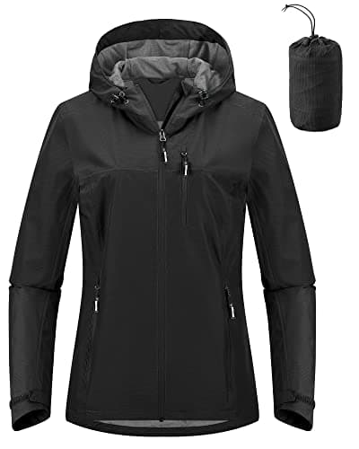 Outdoor Ventures Packable Rain Jacket Women Lightweight Waterproof Raincoat with Hood Cycling Bike Jacket Windbreaker - Image 1