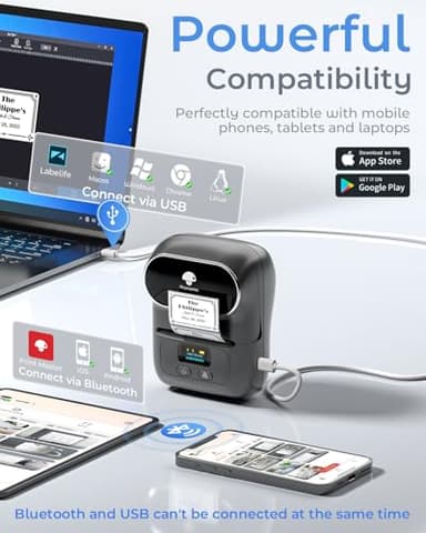 Phomemo M110 Thermal Label Makers- Barcode Label Printer Bluetooth Label Maker Portable Printer for Small Business, Address, Logo, Clothing, Mailing, Sticker Printers for Phone & PC, Gray - Image 5