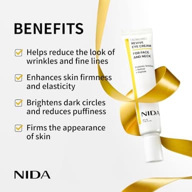 NIDA Revive Eye Cream For Face And Neck | Probiotic Solution, Retinal, Peptide | Wrinkles, Fine Lines, Cell Turnover, Firm Skin Texture, Radiant Skin, Moisture Retention | 1.35 fl. oz., 40ml - Image 3