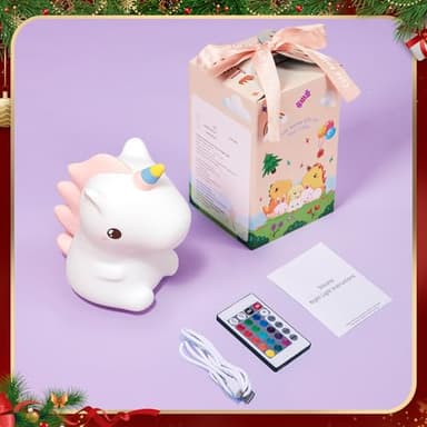 One Fire 【Unicorns Gifts for Girls】 Unicorn Night Light for Kids, 16 Colors & Remote Control Baby Night Light, Rechargeable Unicorn Lamp Girls Night Light, Cute Gifts for Kids Gifts Teen Girl Gifts - Image 8