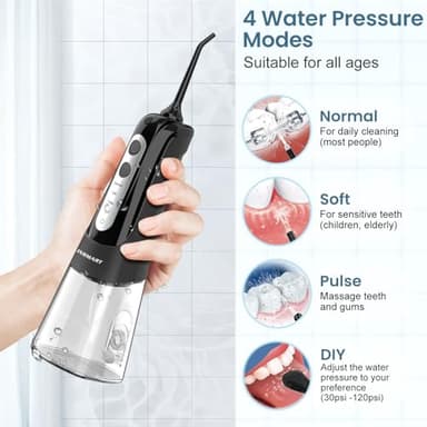 Cordless Water Dental Flosser Teeth Cleaner, INSMART Professional 300ML Tank DIY Mode USB Rechargeable Dental Oral Irrigator for Home and Travel, IPX7 Waterproof 6 Modes Irrigate for Oral Care - Image 2