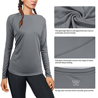 isnowood Women's Sun Protection Long Sleeve Shirts, 2 Pack UPF 50+ UV Rash Guard Swim Shirt, Lightweight Workout Hiking Tops - Image 5