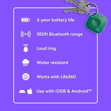 Tile by Life360 Mate - Bluetooth Tracker, Keys Finder and Item Locator for Keys, Bags and More. Phone Finder. Both iOS and Android Compatible. 1-Pack (Green Surf) - Image 7