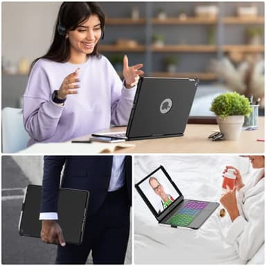 aMZCaSE for iPad 9th/8th/7th Generation case with Keyboard and Pen Holder,Colorful Backlight,360°Rotatable Slim Cover,10.2 inch of iPad Case with Wireless Bluetooth Keyboard,Pencil Holder,Black - Image 7