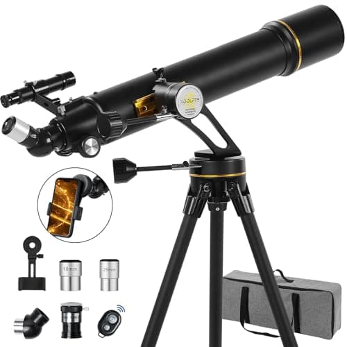 Telescope, 90mm Aperture 700mm - Vertisteel AZ Mounting Base, High Power Telescopes for Astronomy Enthusiasts, Adults & Kids, with Carrying Bag, Wireless Remote Control, Phone Adapter (Black) - Image 1