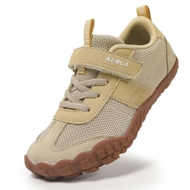 KUBUA Kids Barefoot Shoes Boys Girls Sneakers Lightweight Comfortable Tennis Shoes for School Gym Athletic Hiking Beige 6 Big Kid - Image 1