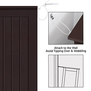 Yaheetech Large Bathroom Floor Cabinet with 4 Drawers and Single Door Cabinet, Freestanding Storage Cabinet for Living Room Kitchen Hallway, Espresso - Image 9