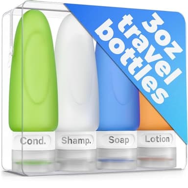 Dot&Dot Leak Proof Travel Bottles - TSA Approved 3oz Silicone Toiletries Travel Shampoo & Conditioner Containers with Labels - Image 1