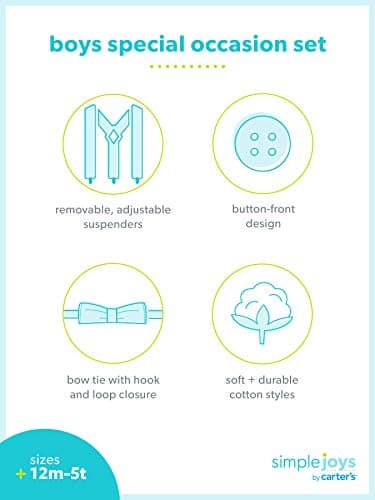 Simple Joys by Carter's Baby and Toddler Boys' 3-Piece Special Occasion Bow-Tie and Suspender Pants Set - Image 5