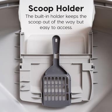 IRIS USA Corner Cat Litter Box Enclosed with Scoop - Privacy and Easy Access for Cleaning, Odor Defensive Hooded Litter Tray, Sturdy Stain Resisting Plastic, Fits in Most Corners, Gray - Image 5