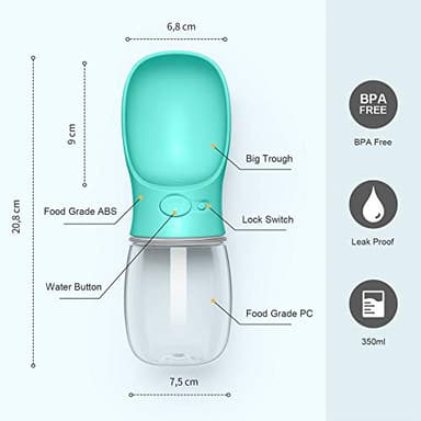 DEYACE Dog Water Bottle, Leak Proof Portable Pet Water Bottles for Dogs, Puppy Water Dispenser with Drinking Feeder for Travel (Teal 12oz) - Image 6
