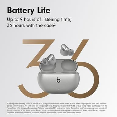 Beats Studio Buds + | True Wireless Noise Cancelling Earbuds, Enhanced Apple & Android Compatibility, Built-in Microphone, Sweat Resistant Bluetooth Headphones, Spatial Audio - Cosmic Silver - Image 5