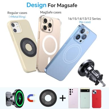 Coolpow for Magsafe Car Mount Charger【100% Stable】 15W Magsafe Car Charger Magnetic Phone Holders for Your Car Accessories for Women Men Car Phone Holder Wireless Car Charger for iPhone 17 16 15 14 13 - Image 8