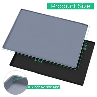 TRZZ Silicone Waterproof Under Sink Mat 34" x 22", Drip Tray and Cabinet Liner for Kitchen and Bathroom, Prevents Water Damage and Organizes Cabinets (Grey) - Image 2