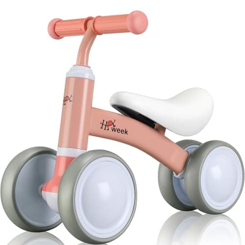 Baby Balance Bike Cute Toys for 1 Year Old Boy and Girl 12-24 Months Toddler Bike Baby Walker Riding Gifts for Boys Girls No Pedal Infant 4 Wheels Baby's First Birthday Gift (Pink) - Image 1