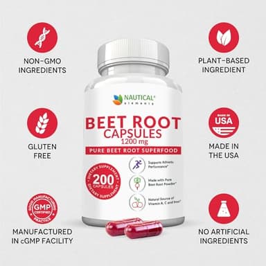 Beet Root Capsules - 1200mg Per Serving - 200 Beet Root Powder Capsules - Beetroot Powder Supports Blood Pressure, Athletic Performance, Digestive, Immune System (Pure, Non-GMO & Gluten Free - Image 2