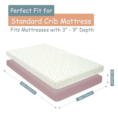 Little Peaches Baby Girl Crib Sheets – 2 Pack Fitted Bedding Essentials, Super Soft Stretch Knit for Crib & Portable Mattress – Butterfly & Lilac - Image 6