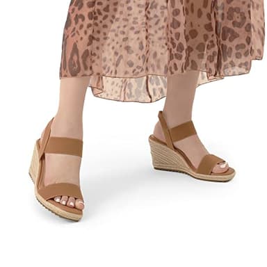 DREAM PAIRS Womens Open Toe Espadrilles Dressy Platform Sandals Slip on Elastic Ankle Strap Wedges Sandals SDPW222W Camel Size 9.5 - Image 5