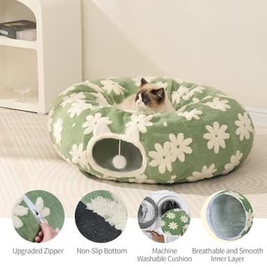 Pesen Cat Tunnel Bed with Soft Cushion, Cat Toys for Indoor Cats Enhance Bonding Between Pets and Owners, Encourage Exploration, and Satisfy Natural Instincts for Kittens, Dogs, and Rabbits - Image 4