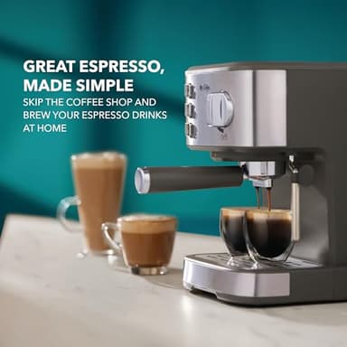 Mr. Coffee Compact Espresso Maker, Espresso Machine With Steam Wand, 15-Bar Pump Automatic Espresso Machine - Image 2