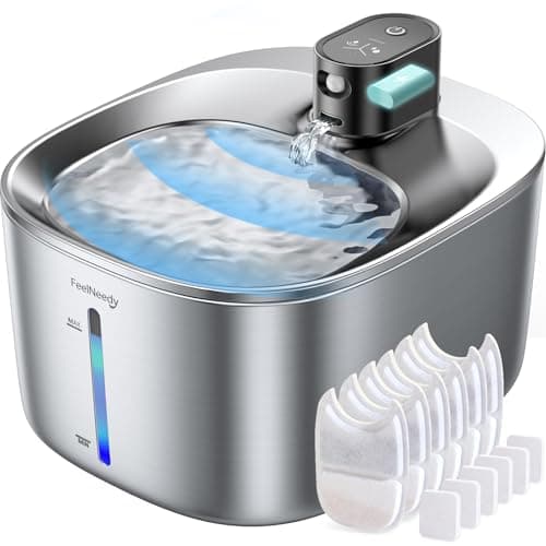 Cordless Cat Water Fountain, Battery Operated, 4L/135fl oz Stainless Steel Pet Water Fountain for Cats Dogs with Motion Sensor, Ultra Quiet Cat Drinking Fountain with 6 Filters (YPD-C004S) - Image 1