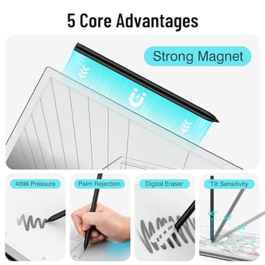 Magnetic Stylus Pen for Remarkable 2 Pen with Eraser, Digital Replacement Pen for Remarkable 2 Stylus Alternative Marker Plus, 4096 Pressure Sensitivity, Palm Rejection, Tilt Support with 5 Pen Tips - Image 3