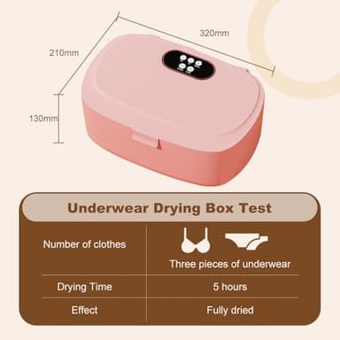 SL Nevnmoe Portable Clothes Drying Box，Clothing Care Machine, Equipped with Touch Control and 3 Modes, convenient to carry, for apartments, RVs, travel, used for lightweight clothing, underwear - Image 7
