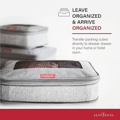 LeanTravel Compression Packing Cubes for Travel Organizers with Double Zipper (6-Pack (2L+2M+2S), Grey) - Image 8