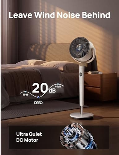 Dreo Smart Fan for Bedroom, 120° +120° Omni-Directional Oscillating Fans, 90ft Quiet Pedestal Fan with RGB Light, 9 Speeds, 6 Modes, 20dB, 8H Timer, Wi-Fi/Voice/Alexa, 37-42" Floor Fans with Remote - Image 4