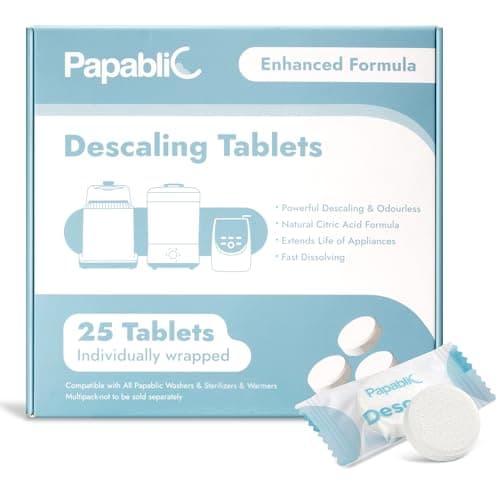 Papablic Descaling Tablets, 25 Count – Compatible with Baby Brezza, Momcozy, Papablic Bottle Washer, Warmer, Sterilizer & Formula Maker – Removes Milk & Limescale for Better Performance - Image 1