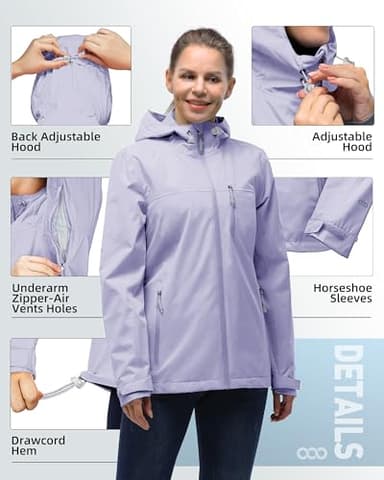 33,000ft Packable Rain Jacket Women Lightweight Waterproof Raincoat with Hood Cycling Bike Jacket Windbreaker - Image 3