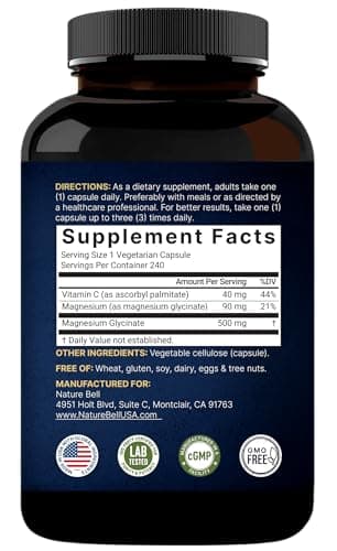 Magnesium Glycinate Capsules 500mg | 240 Count | Supplement for Sleep, Heart & Muscle Support | 100% Chelated & Purified, 3rd Party Tested, Non-GMO & Gluten Free - Image 8