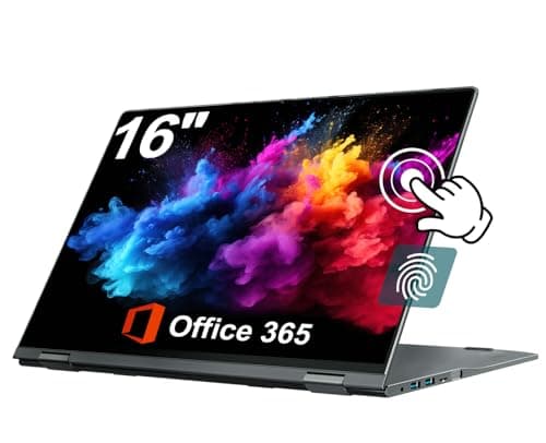 jumper 16 inch Convertible Laptop, 2 in 1 Laptop Computer with FHD 360 Degree Touchscreen, 16GB RAM 640GB Storage, Backlit Keyboard, Fingerprint Reader, 53.2WH, WiFi 6, 1 Year Office 365 - Image 1