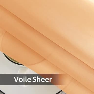 youleyar Solid Sheer Rod Pocket Curtain Voile Draperies 2 Panels White Beige Black Grey Coffee 42 Inch Width 63 Inch Long 1 Pair for Kitchen Bedroom Children Living Room Yard(Beige,42Wｘ63L) - Image 6